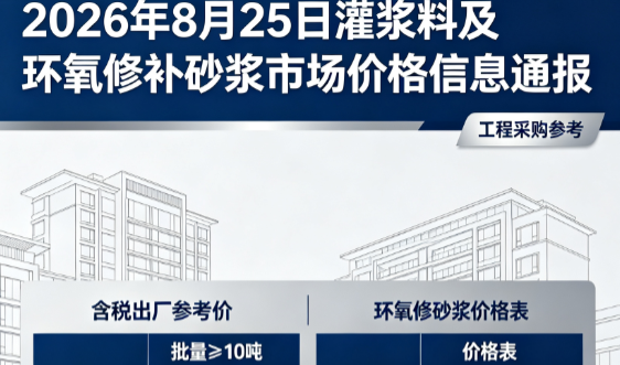 临江2026年8月25日灌浆料及环氧修补砂浆市场价格信息通报